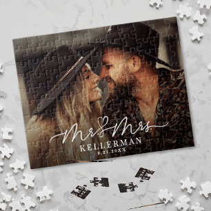 Personalized Mr & Mrs Couple Photo Jigsaw Puzzle