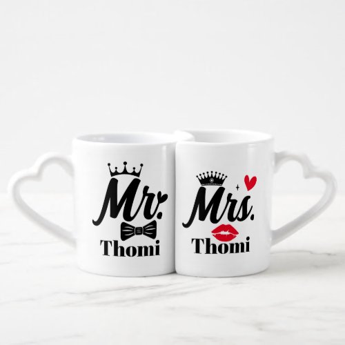 personalized mr  mrs gift  coffee mug set