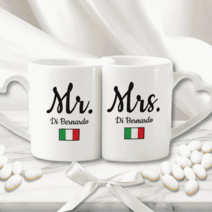 Personalized Mr & Mrs Italian Lovers Mugs Set