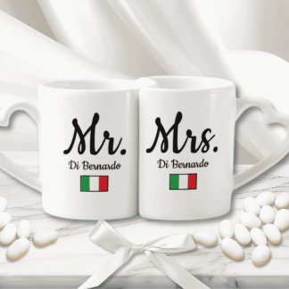 Personalized Mr & Mrs Italian Lovers Mugs Set