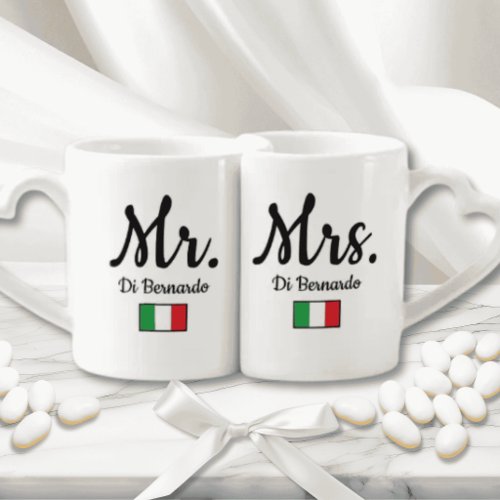 Personalized Mr & Mrs Italian Lovers Mugs Set