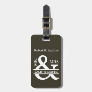 Personalized Mr & Mrs Khaki Luggage Tag