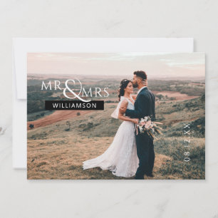 Personalized Mr & Mrs Monogram Wedding Photo Thank You Card