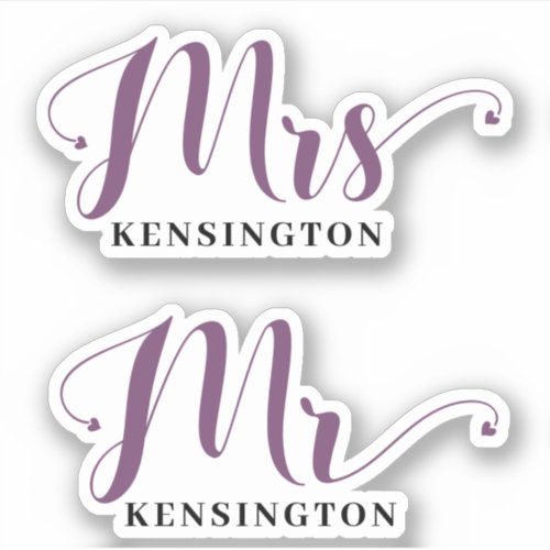 Personalized Mr Mrs Newlywed Typography Sticker