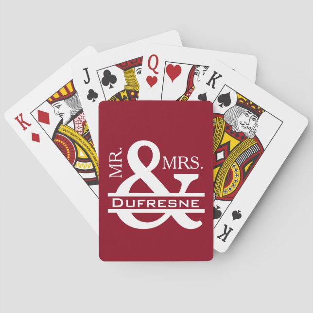 Personalized Mr & Mrs Red Poker Cards (Back)