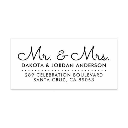 Personalized Mr  Mrs Script Wedding Return Addres Rubber Stamp