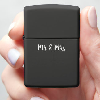 Personalized Mr & Mrs Simple Classic Wedding Gift Zippo Lighter