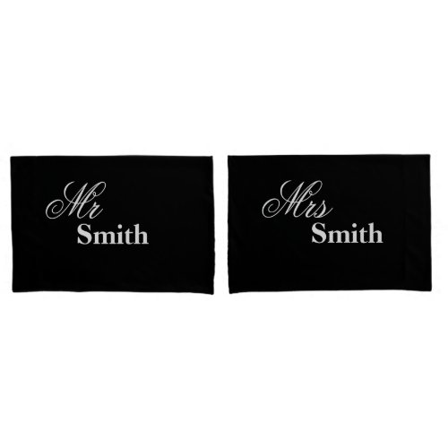 Personalized Mr Mrs Smith Your Name Black White Pillow Case