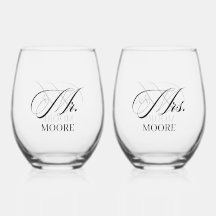 Personalized Mr. & Mrs. Stemless Wine Glass