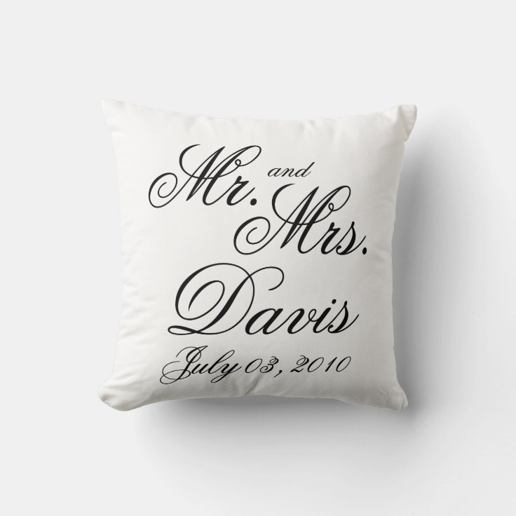 Personalized Mr. & Mrs. Throw Pillow Zazzle