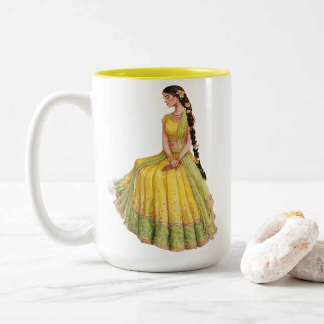 Personalized Mr & Mrs Wedding Mug - Custom Floral  (With Donut)