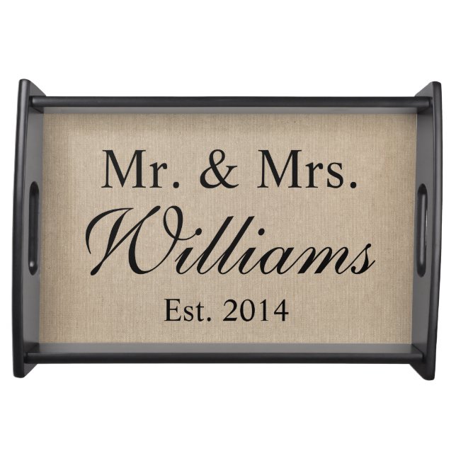 Personalized Mr. & Mrs. Wedding Serving Tray (Front)