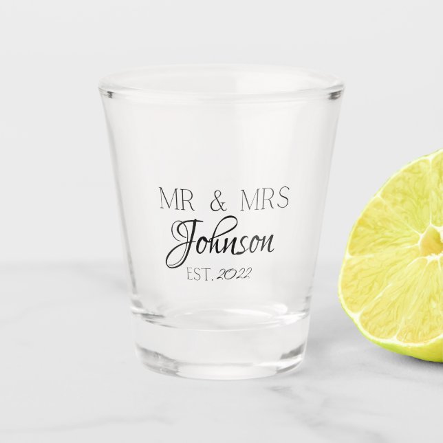 Personalized Mr. & Mrs. Wedding Shot Glass (Front)