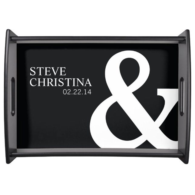 Personalized Mr. & Mrs. Wedding with Date Serving Tray (Front)