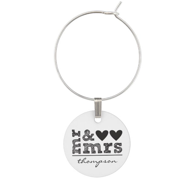 Personalized Mr & Mrs Wine Charm (Front)