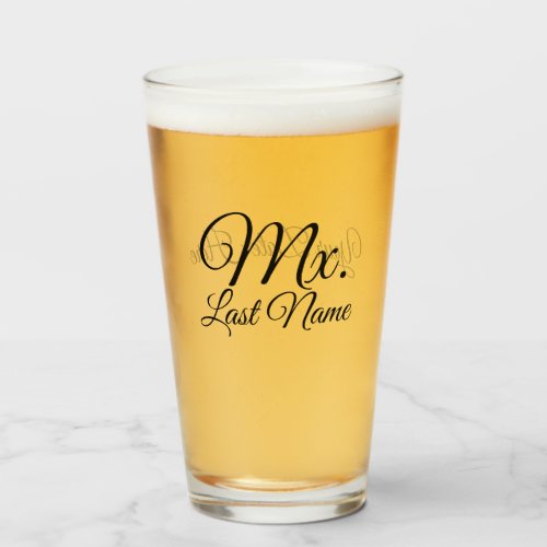 Personalized MrMsMrsMxDr Pint Glass