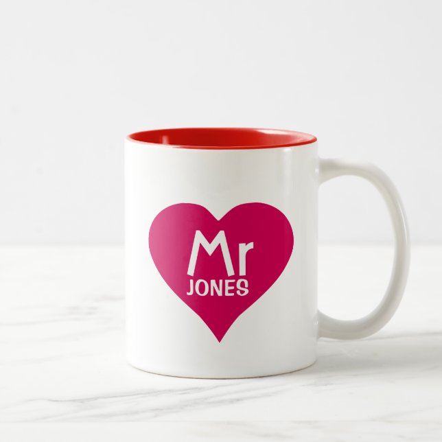 Personalized Mr Mug in red heart (Right)