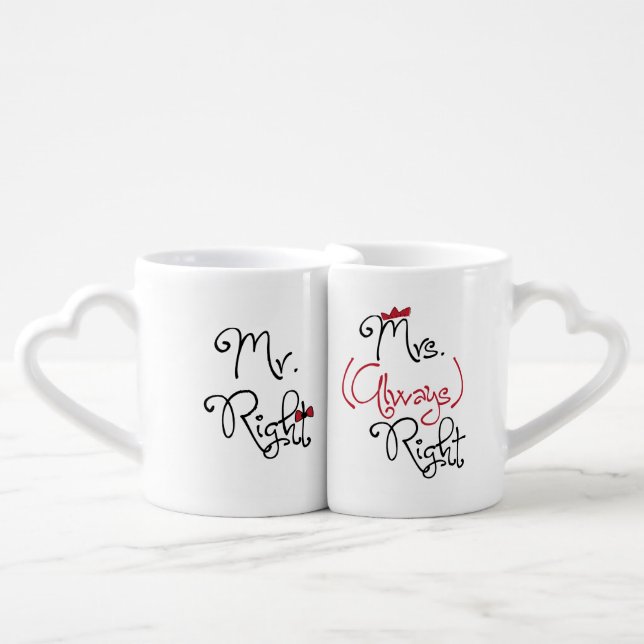 Personalized Mr.Right & Mrs.Always Right Coffee Mug Set (Front Nesting)