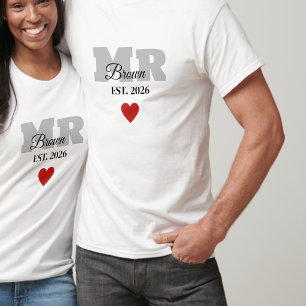 Personalized Mr Wedding Shirt Red Heart t-shirt