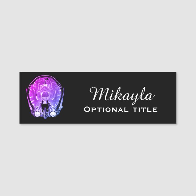 Personalized MRI Brain Scan Name Tag (Front)