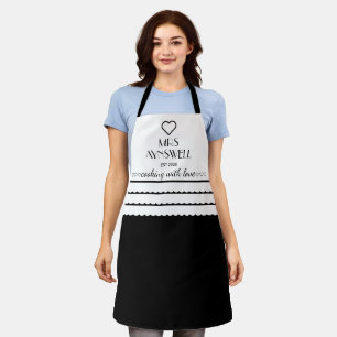 Personalized Mrs Cooking With Love Black Apron
