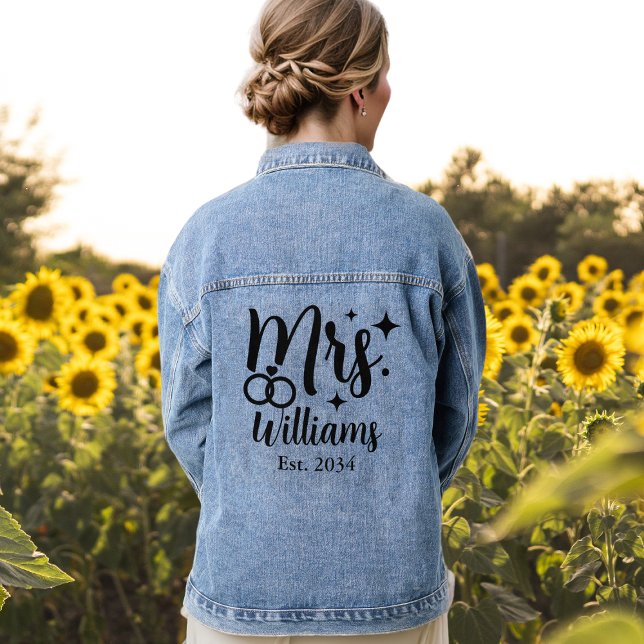 Personalized Mrs Est Date Bride Wedding Party Jean Denim Jacket (Personalized Mrs Est Date Bride Wedding Party Jean Denim Jacket
)
