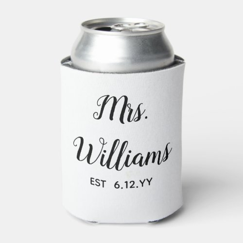 Personalized Mrs Est Your Date Bride Gift Custom  Can Cooler