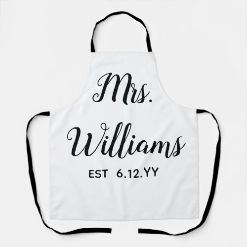 Personalized Mrs Est Your Date Present for Bride Apron