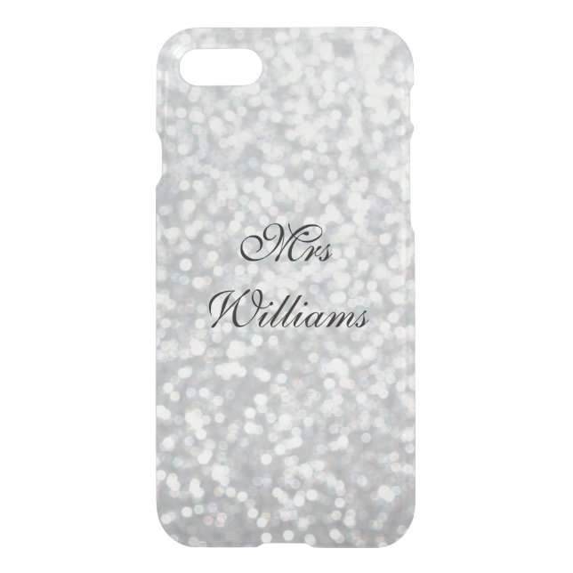 Personalized Mrs Glittery Silver iPhone 7 Case (Back)
