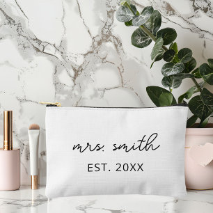 Personalized Mrs Makeup Custom Bride Bridal Party Accessory Pouch