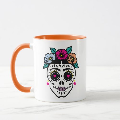 Personalized Mrs mug with floral catrina