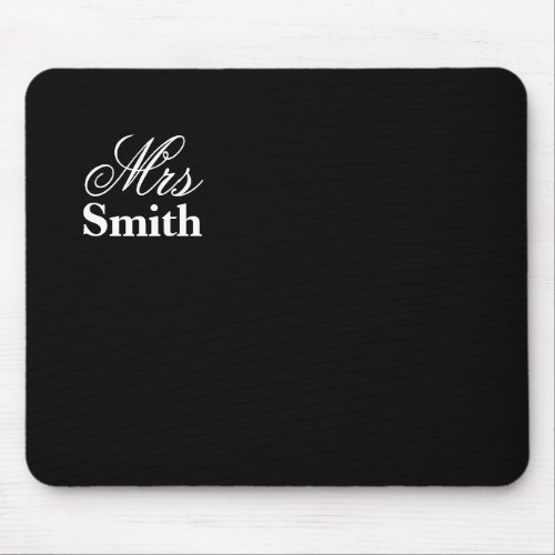 Personalized Mrs Name Black Mouse Pad