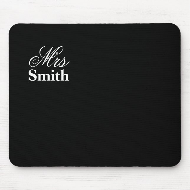 Personalized Mrs Name Black Mouse Pad (Front)