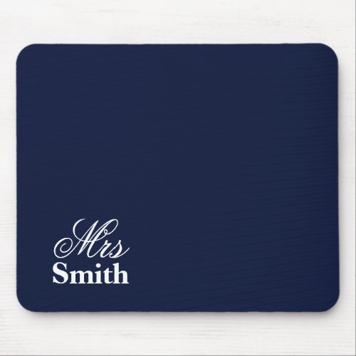 Personalized Mrs Name Navy Mouse Pad