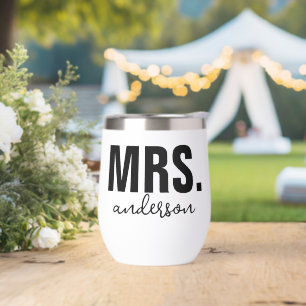 Personalized MRS Name Wedding Newlywed Thermal Wine Tumbler