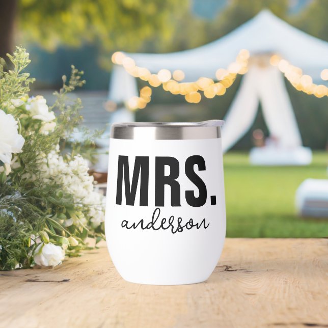 Personalized MRS Name Wedding Newlywed  Thermal Wine Tumbler (Wedding)