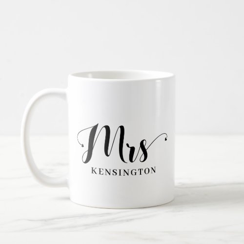 Personalized Mrs Newlywed Bride Typography Coffee Mug