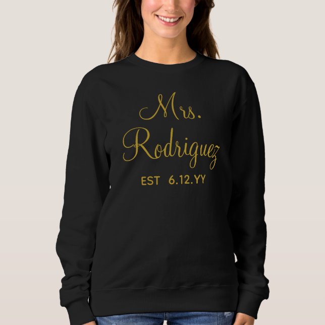 Personalized Mrs Newlywed Custom Present for Bride Sweatshirt (Front)