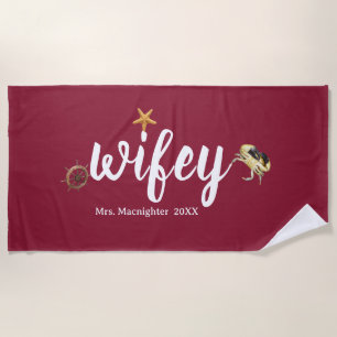 Personalized Mrs. Russet with Ocean Creatures Beach Towel