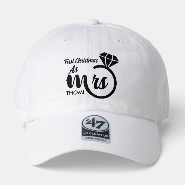 personalized Mrs script Ring Text Name 47 Brand Hat (Front)