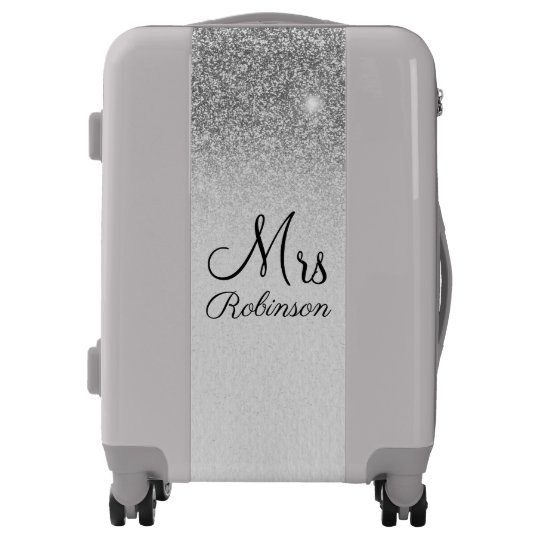 silver glitter suitcase