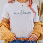 Personalized Mrs T-Shirt Gift for a Bride<br><div class="desc">Personalized Mrs T-Shirt,  Mrs Custom Last Name Shirt,  Bride to be Gift,  Custom Bridal Gift,  Future Mrs,  Gift for Bride,  Bride Shirt</div>