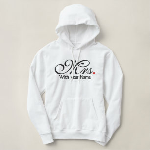 Personalized Mrs. Wife Bride His Hers Newly Weds Embroidered Hoodie