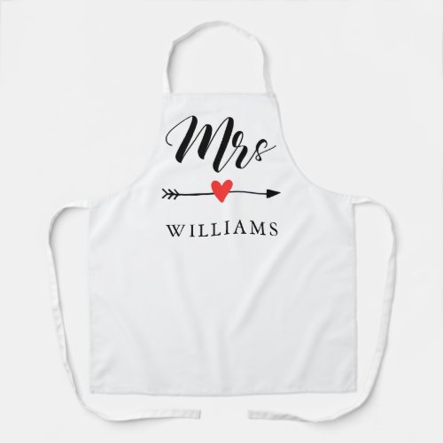 Personalized Mrs with Heart and Arrow Apron