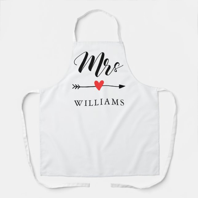 Personalized Mrs. with Heart and Arrow Apron (Front)