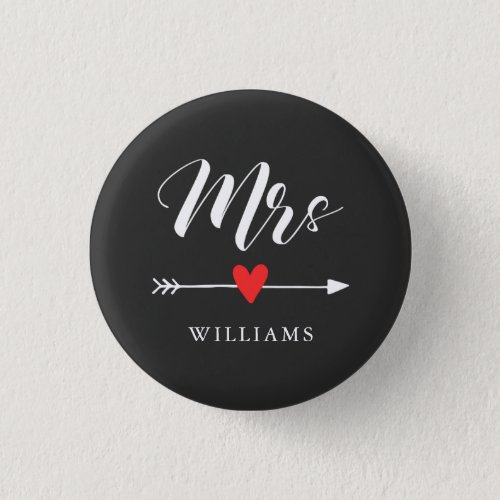 Personalized Mrs with Heart and Arrow Button