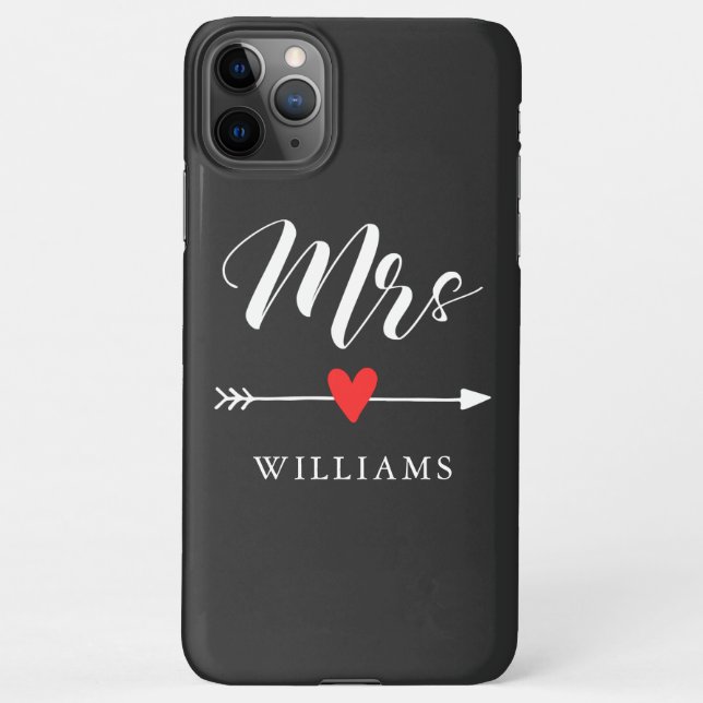 Personalized Mrs. with Heart and Arrow iPhone Case (Back)