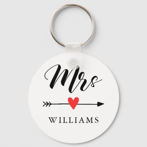 Personalized Mrs with Heart and Arrow Keychain