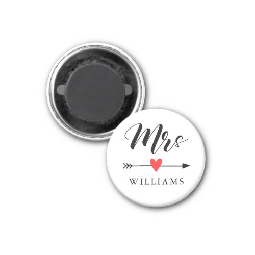 Personalized Mrs with Heart and Arrow Magnet