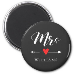 Personalized Mrs. with Heart and Arrow Magnet